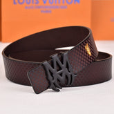 Amiri Belt dark brown Small checkered pattern Golden deer logo